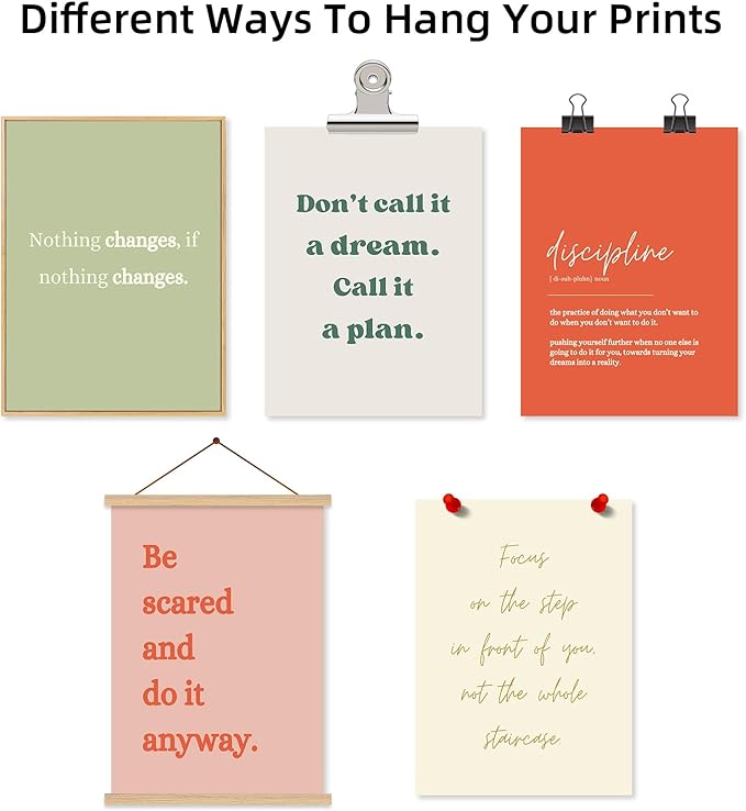 Office Wall Art Motivational Posters Inspirational Quote Canvas Wall Decor Office Positive Pictures Inspirational Classroom Art Motivational Work Prints for Gym Home 12x16 Inch Unframed Set of 6