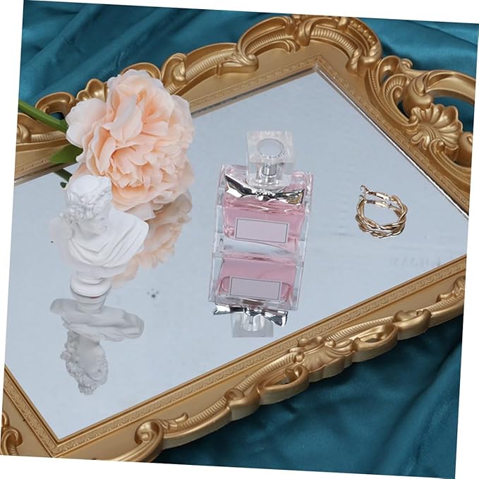 Gadpiparty Decorative Perfume Organizer Mirror Tray for Dresser Makeup Tray for Bedroom Countertop Display