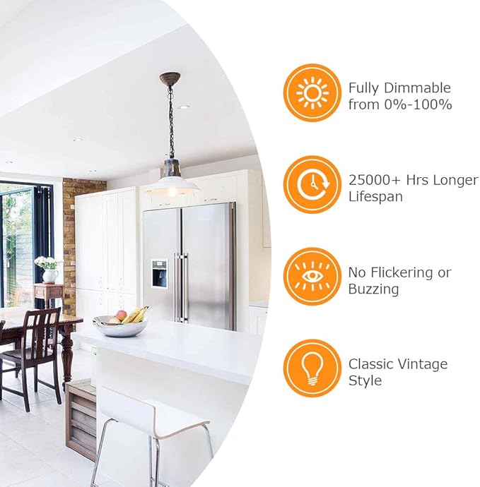 Vintage LED Dimmable Edison Light Bulbs 100W Incandescent Equivalent, 8W 1200Lumens, E26 Base LED Filament Bulb, 2700K Warm White, ST64/ST21 Antique Clear Glass for Home, Reading, Bathroom, 4-Pack