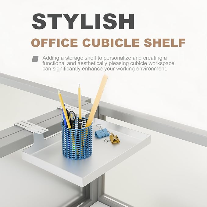 Office Cubicle Shelf - 8.3'' x 5.5'' x 1.7'' Storage Organizer Floating Corner Rack Hanging Shelf Adjustable Home Office Essentials for Planter Statue Decor Photo Frame 1 Pack