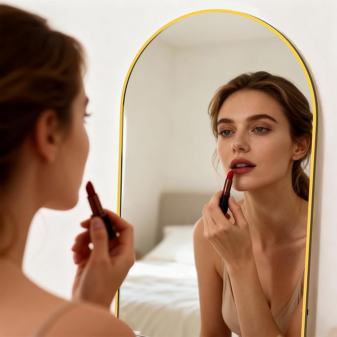 Simple Deluxe Arched Full Length Mirror, 71"×26" Large Floor Mirrors, for Wall Door Bedroom Bathroom Living Room (Gold)