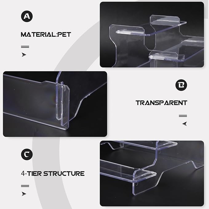 Yardwe Four-Tier Display Riser Stand Clear Plastic Organizer with Detachable Ladder Shelf for Model Display Jewelry Storage Small Home Decor and Cosmetics Holder 8.18X6.61X9.44In