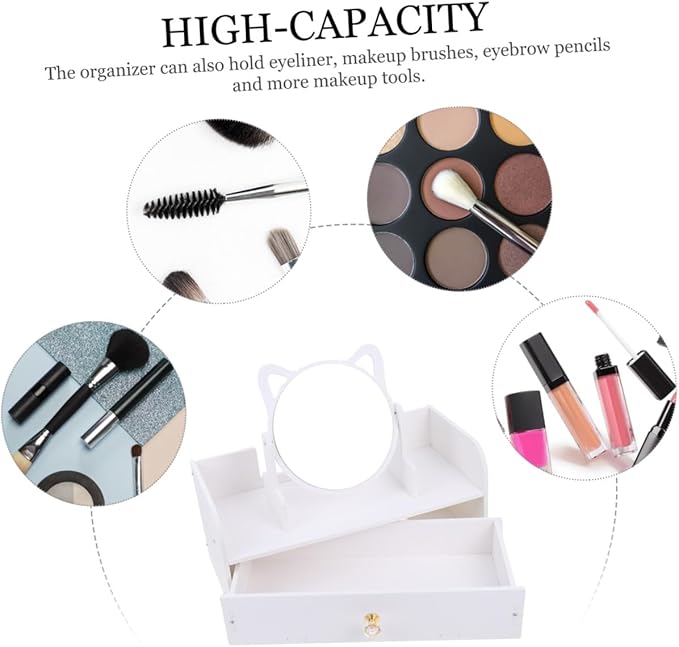 Ipetboom Makeup Mirror Storage Case Vanity Mirror Organize Cosmetics Countertop