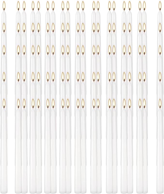 YOROXRG 100Pack White Taper Candles, 7-8 Hours Burn Time, Unscented, Smokeless and Dripless, 0.75 x 10 Inch Dinner Candle Set for Household, Wedding, Party and Home Décor Candlesticks
