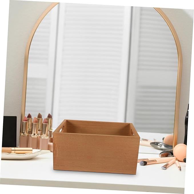 Holibanna Desktop Storage Box Rustic Wooden Organizer for Makeup Jewelry Sundries Compact Design Sturdy Vintage for Home Office for Toys Miscellaneous Items