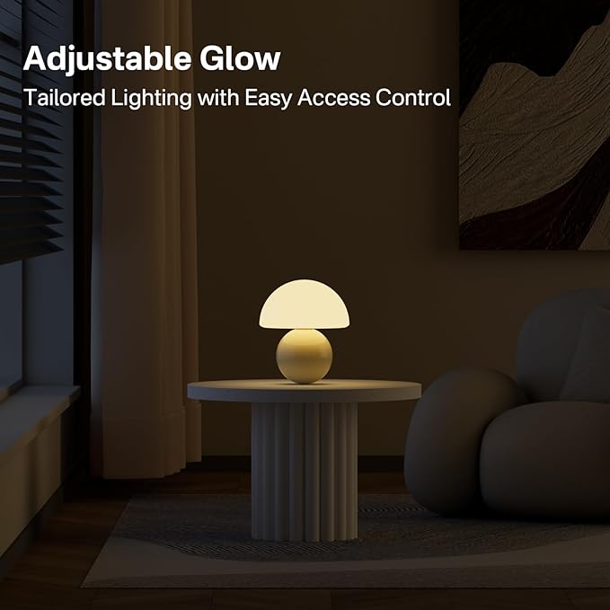 Dawnwake Mushroom Lamp Table Lamp for Bedroom,Desk Bedside Small Lamps for Living Room Night Stands,Mushroom Decor Cute Mini Modern Mid Century Lamps,Unique Aesthetic Home Living Room Decor(Cream)