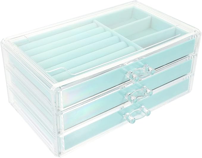 PartyKindom Multi-layer Jewelry Storage Box for Necklaces Bracelets and Earrings Compartment Organizer for Makeup and Accessories Stylish Display Case