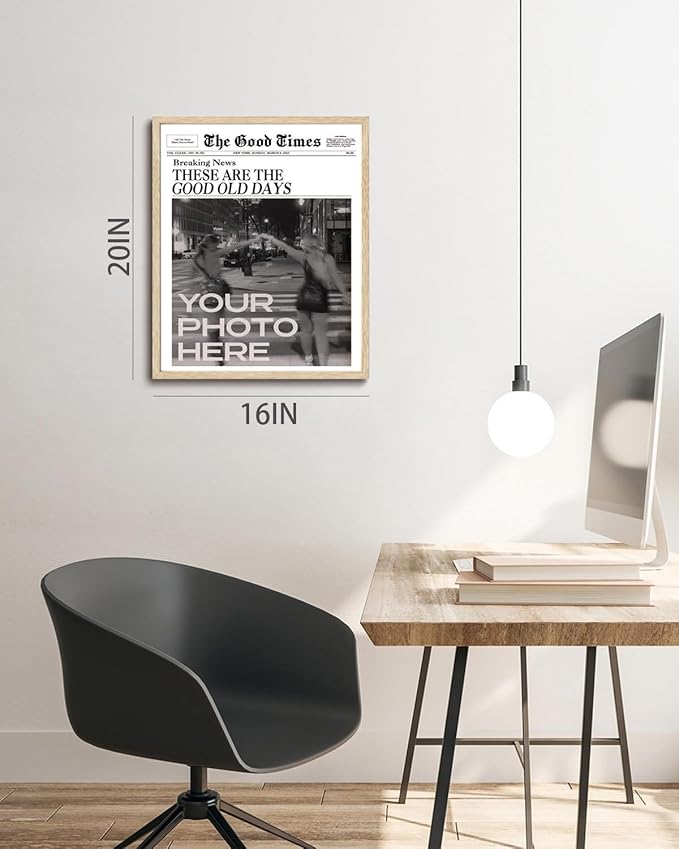 Bwodke OAK Wood Framed Wall Art Women Search for Where Men Get the Audacity Canvas Art Vintage Newspaper Pictures Wall Decor Trendy Prints Retro Artwork for Girly Dorm Bedroom 16"x20"