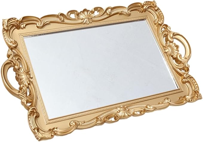 Perfume Organizer Mirror Tray Decorative Dressing Table Makeup Tray for Dresser Tops Decor