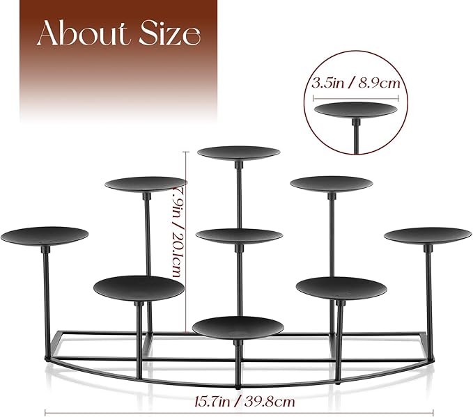 Candeldo Candelabra Fireplace Candle Holder: Black Metal Pillar Candle Holders for Inside Fireplace Mantle Decor Floor Candelabras Table Centerpiece
