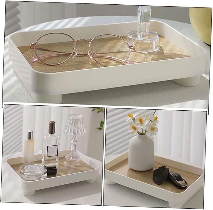 Wooden Storage Tray Makeup Organizer for Vanity Decorative Bathroom Vanity