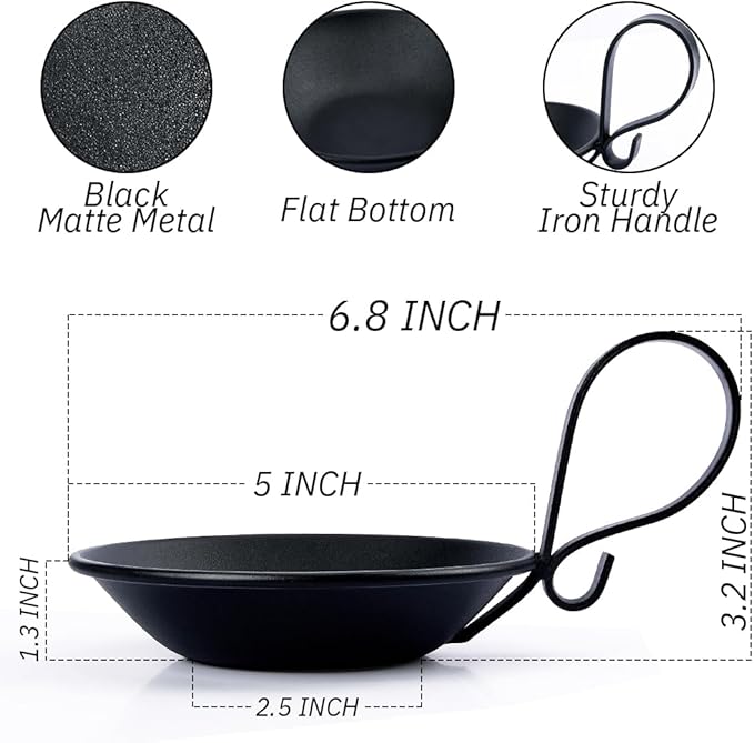 Matte Black Iron Pillar Candle Holder, with Handle, Simple Industrial Style ，Table Centerpiece Decoration.