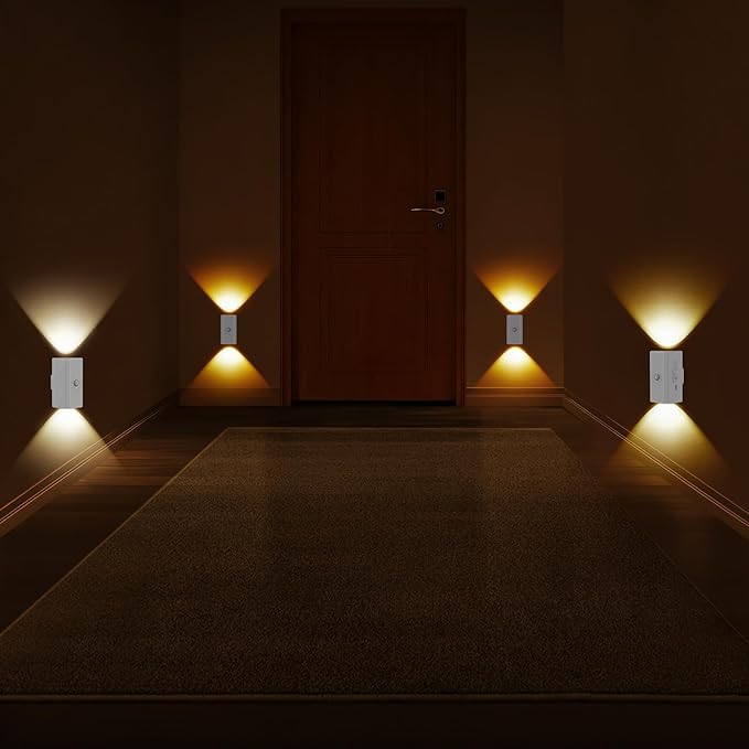 easuntec Rechargeable Motion Sensor Night Light Warm White, Wireless Dimmable, Magnetic Stick-on for Bedroom Stairs, Kids Elderly Baby, Long Lasting Battery for Cabinet, 2 Pack (Warm White, 2 Pack)