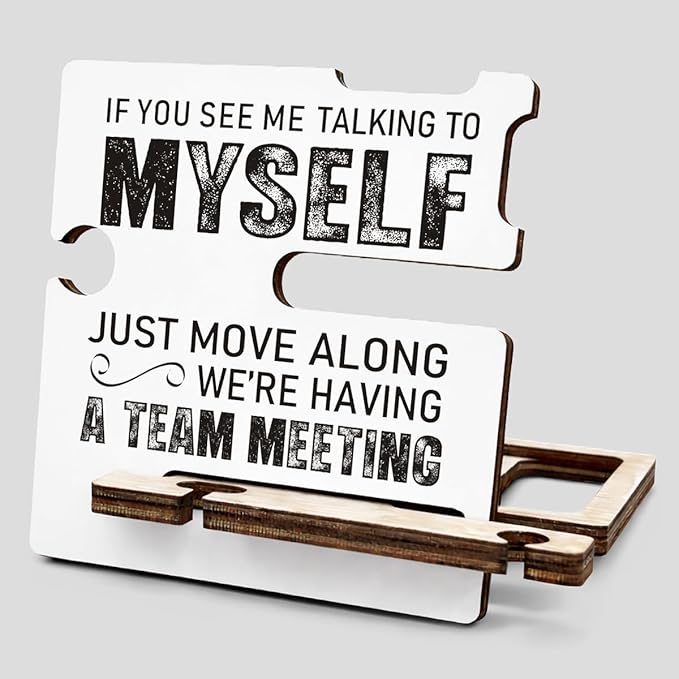 Funny Office Gift - Multi-functional Desk Organizer - Humorous Office Quote Wooden Decor Sign for Women Co-worker Desk Table Shelf