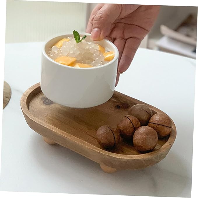 Wooden Serving Tray Makeup Organizer Cosmetics Storage Plate Aromatherapy Display Tray Jewelry Dish for Entryway and Desk Décor