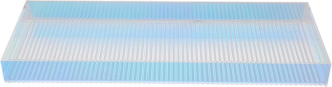 DOITOOL Small Acrylic Vanity Organizer Tray with Striped Colorful Design, Cosmetic Storage Display for Perfume and Skincare, Dresser Makeup Tray for Home and Entryway