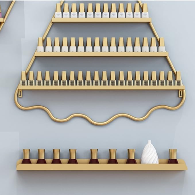 Metal Wall-mounted Nail Polish Storage Racks Wall-Mounted Nail Polish Display Rack Shelf Organizer Storage Holder Metal Floating Shelf Display Case Combination Shelf,for Essential Oils,Perfume,Makeup