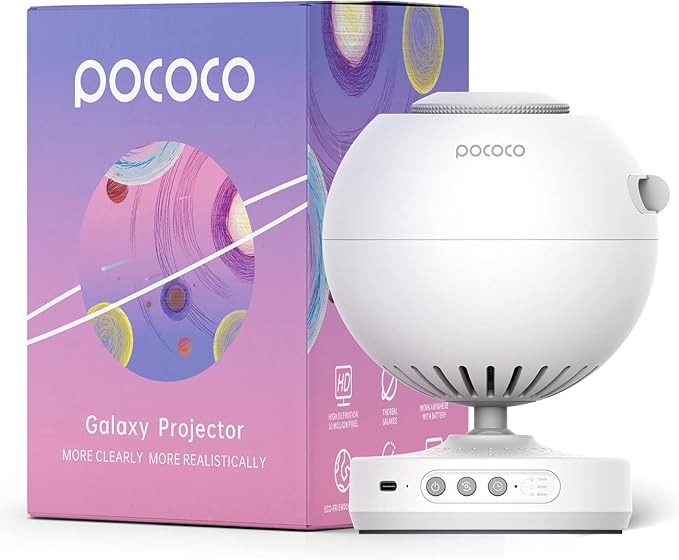 POCOCO Galaxy Projector + Moon and Stars Discs (6 Pieces)