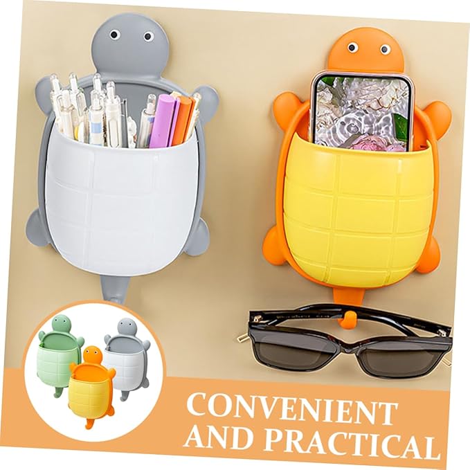 GARVALON Turtle Design Wall Mount Storage Box Pp Material Bathroom Makeup Organizer Floating Shelf for Living Room