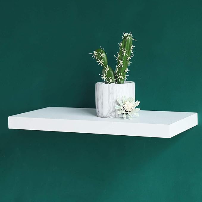 WELLAND Simons Floating Wall Shelf Ledge Shelves, 18-Inch, White