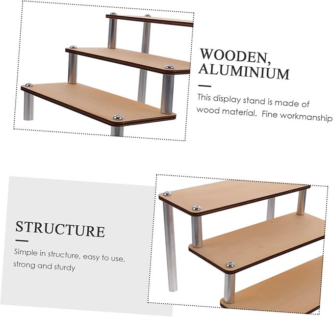 Wooden Figurine Display Stand 3-tier Makeup Organizer Fragrance Stand for Vanities