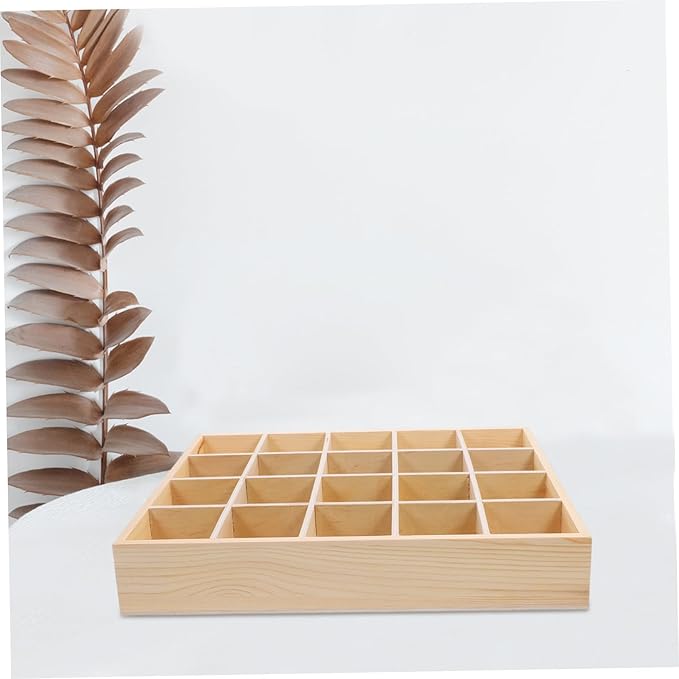 20grids Desktop Organizer Wooden Storage Box with Multi Compartments for Cosmetics and Figurines Rustic Style Vanity Organizer for Makeup Jewelry and Accessories