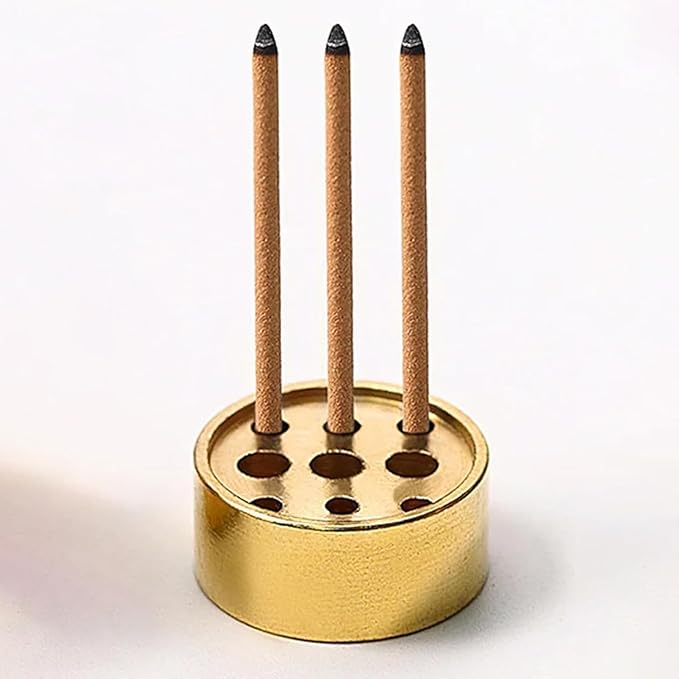 Medium Brass Incense Cone Holder with 9 Holes, Traditional Incense Holder for Sticks, Incense Burner for Meditation, Yoga & Relaxation, Ornamental Home Decor for Japanese Tibetan Nepali