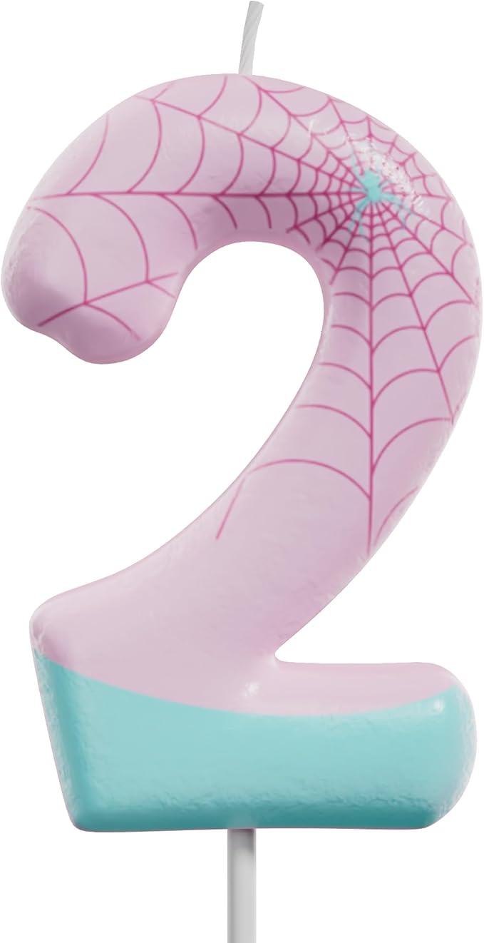 Pink Spider Birthday Number Candles – Multi-Color Decorative Cake Toppers for Kids Party & Celebration (Pink, 2)