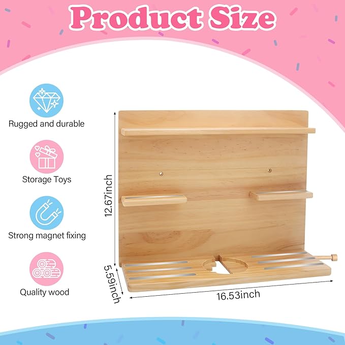 for Tonies Box Storage Shelf Wall Mounted, 3-Tier Magnetic Pine Wood Floating Shelves Organizer for Tonie box1/2 Player, Tonies Figures, Earphones, Display Collection 20~30 Characters