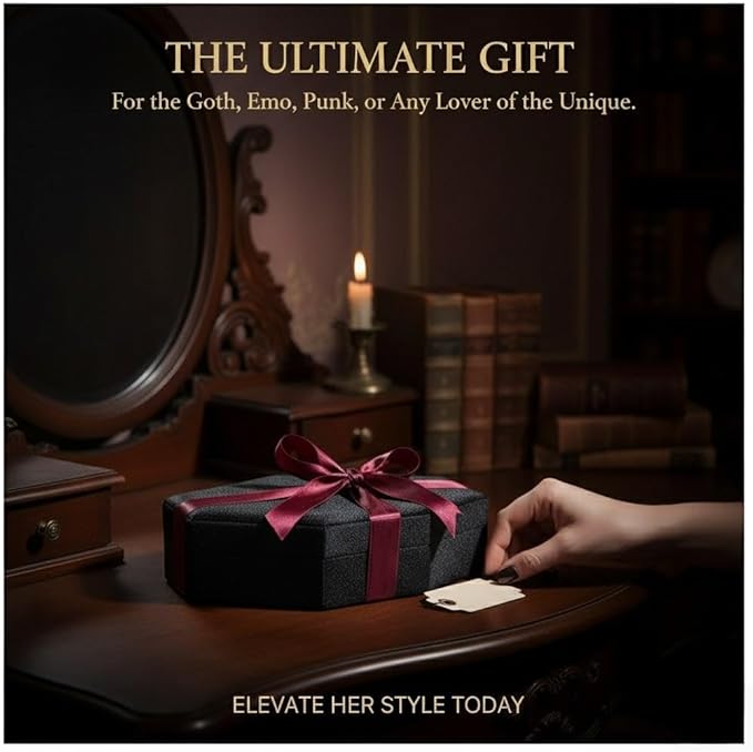 Gothic Coffin Jewelry Box for Women Plush Velvet Travel Jewelry Organizer Small Portable Case for Rings Earrings Necklaces Witchy Room Decor Spooky Gift Dark Academia Aesthetic Jewelry Holder