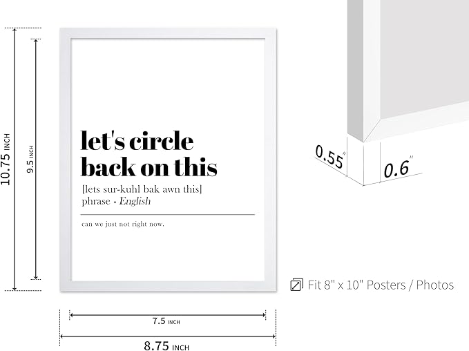 Poster Master Typography Poster - Retro Dictionary Print - Let's Circle Back on This Definition, Book Page, Funny - Gift for Colleague, Friend - Wall Decor for Home, Office, 8x10 White Framed