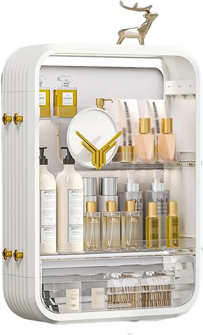 JATIBOSH Wall-Mounted Makeup and Skincare Organizers Cosmetic Storage Box for Bathroom, Living Roomand Bedroom, Wall Floating Shelves Organizer Transparent Multi-Function Floating Rack