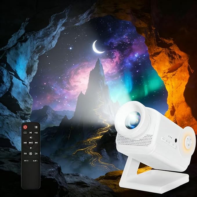 3D Galaxy Projector with Bluetooth Speaker, 60 HD Themes, 4-in-1 Night Light with Remote & Timer, Adjustable Focus for Ceiling Bedroom, Kids Room Party Gifts for Adults & Kids