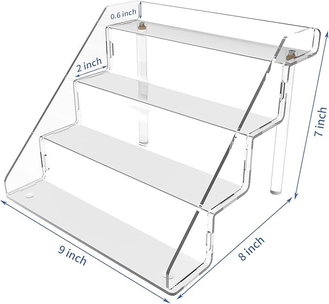 Sezanrpt Clear Acrylic Display Risers Stand Set of 2, Perfume Organizer Holder And Storage, Acrylic Cupcake Stand, Tiered Display Shelf for Funko Pop, Collections, Spice, Nail Polish, 9x8.3x6.7 inch