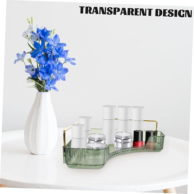 VOSAREA Triangular Makeup Organizer Green Cosmetic Storage Rack Single Layer Vanity Shelf for Bathroom Counter Perfume and Jewelry Display for Bedroom