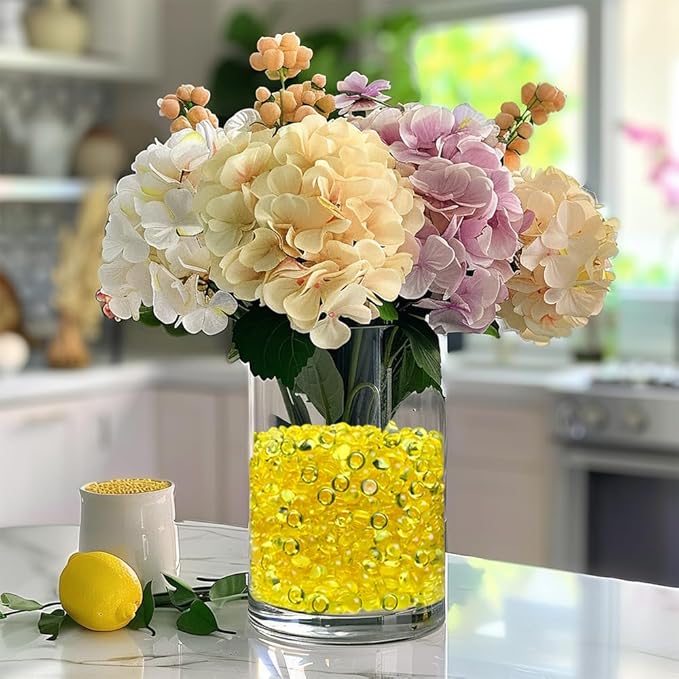HappyFiller Easter Spring Decoration 4400 PCS 7mm Small Acrylic Flat Marbles,Party Confetti Table Scatters,Makeup Brush Candle Holder Decor Vase Fillers,Yellow