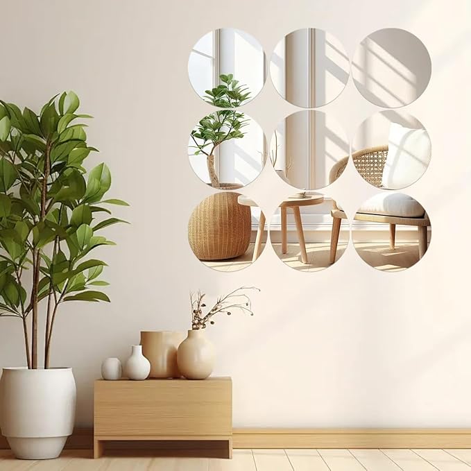 12PCS Round Mirrors for Centerpieces, 10inch Acrylic Round Wall Mirror Circle Mirror for Craft Candle Tray Mirror for Christmas Wedding Valentine Table Party Decorations DIY Craft