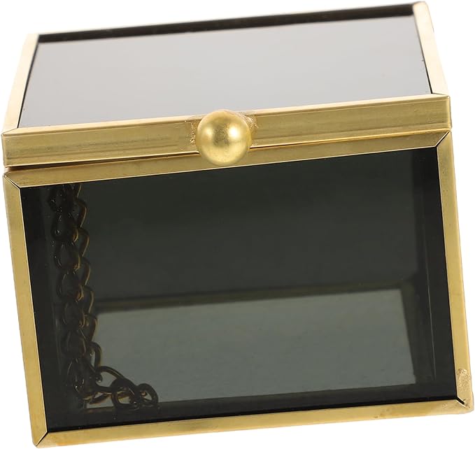 Elegant Square Glass Jewelry Box with Lid Vintage Trinket Holder for Rings and Necklaces Stylish Keepsake Organizer for Makeup and Accessories Decorative Storage