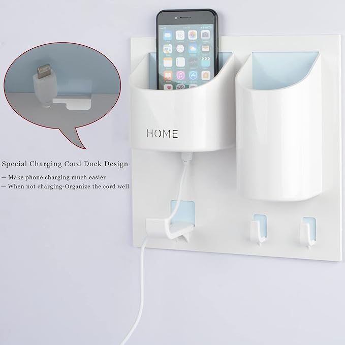 Bedside Shelf Wall Mounted Dorm Room Rack Organizer with Headset Stand Hanger,Drink Holder and Small Hooks-Use for Bedroom,Bathroom to Hold Remote,Glass,Cellphone,Beer(Vertical Type/Black)
