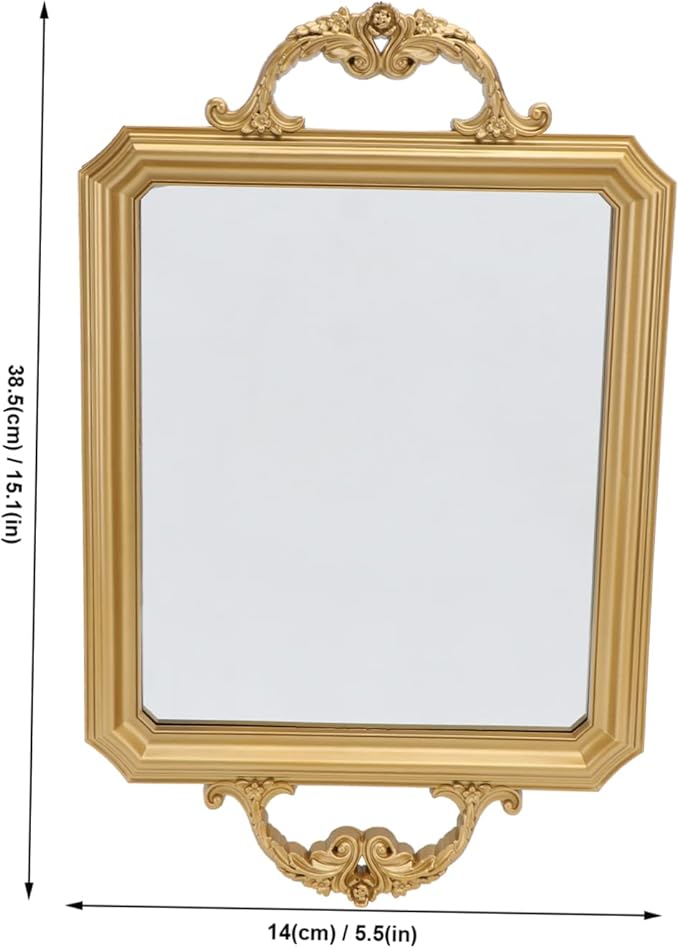 Alipis 1pc Vintage European Mirror Tray for Makeup and Perfume Storage Retro Decorative Organizer for Jewelry and Cosmetics Accent Finish