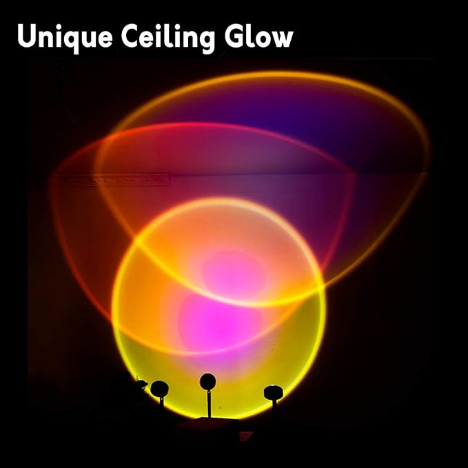 Eternal Sunset Projection Lamp - Gorgeous Sunset Light for Photo Taking, Romantic Display in Party Bedroom Living Room, Sunset Projector, Unique Ceiling Glow, 180° Rotatable, USB Charging (Sunset Red)