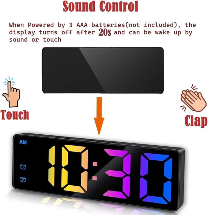 Small Digital Alarm Clock, Mirror Surface LED Electronic Clocks with Large Display, Adjustable Brightness and Snooze Model for Bedroom, Desk, Office, Black Case