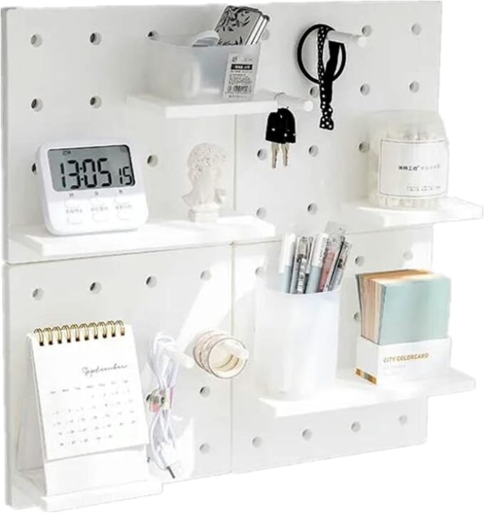 Wall Floating Shelves White 2 Pack Self Adhesive Wall Shelves Bathroom Makeup Wall Organizer Wall décor Wall Mounted Plastic Storage Bins Shelf (White)