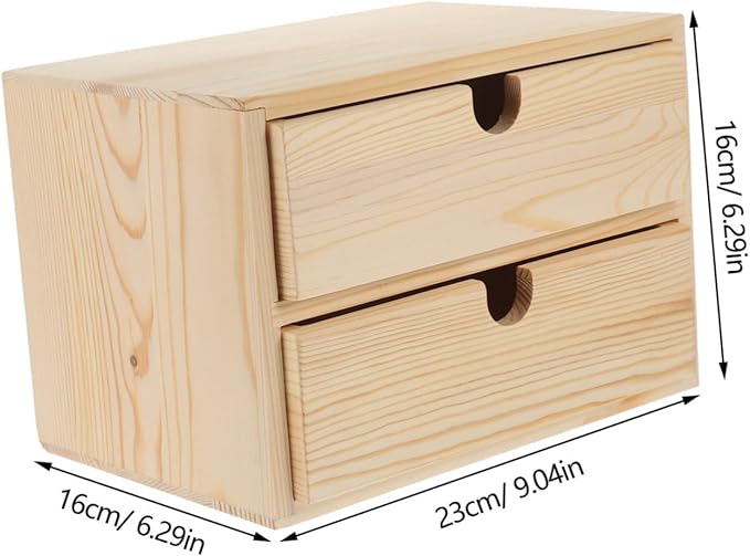 Cabilock Vintage Wooden Storage Box Stylish Household Makeup Case Two-tiered Desktop Organizer for Home Office Living Room Bedroom and Classroom Functional Storage
