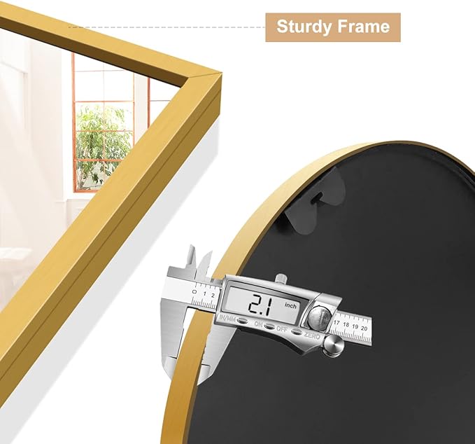 Arched Wall Mirror, Gold Decorative Hanging Mirror, 36"x24" Vanity Mirror Brushed Aluminum Alloy Frame for Bathroom, Bedroom, Living Room, Entryway, Hang Vertical or Horizontal