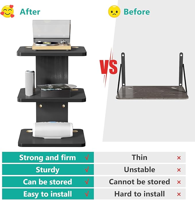 WALI Floating TV Shelf, 3 Tier Projector Shelf for DVD Players, Routers, Game Consoles, Cable Boxes, Living Room Decor Accessories, Wall Mount Shelves Holds Up to 22lbs (CS303NB), 3-Shelf, Black