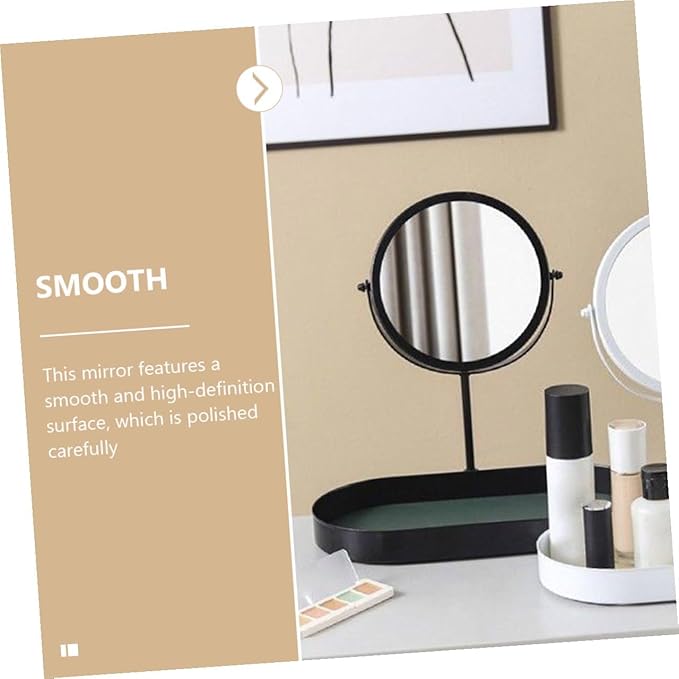 Cabilock Makeup Mirror for Home with Storage Plate 1pcs Black Wear-Resistant Vanity Mirror Indoor Cosmetics Organizer for Women Bedroom Dressing Table