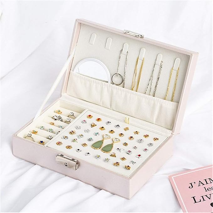 Pu Leather Watch Box Organizer Storage Box Case for Watch Ornament Make Up Container Organizer (Color : White)