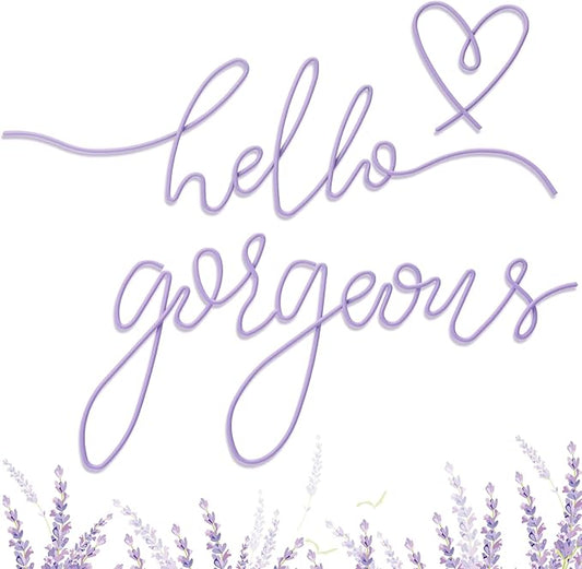 Hicarer Hello Gorgeous Metal Wall Art Decor Minimalist Decoration Metal Hello Gorgeous Decorative Sign for Living Room Office Bedroom Hotel Home Wall Decoration(Purple,Classic Style)