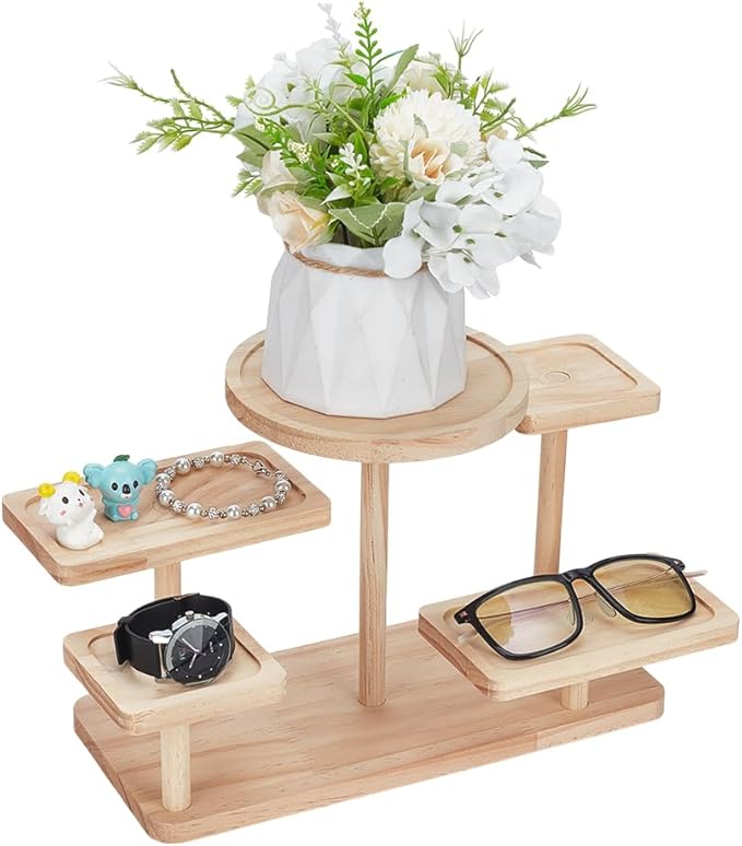 FINGERINSPIRE 5 Layer Wood Riser Stands Navajo White Tiered Display Rack Ladder Wood Display Stand Jewelry Stands Jewelry Organizer Holder for Jewelry Succulent Plants Home Decoration